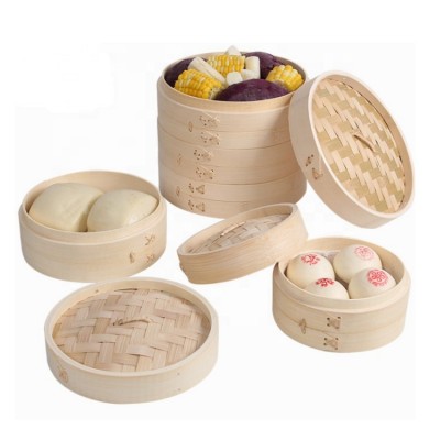 Eco-friendly high quality round food bamboo steamer